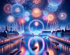 Turismo en Año Nuevo: Quema de fuegos artificiales en la noria London Eye